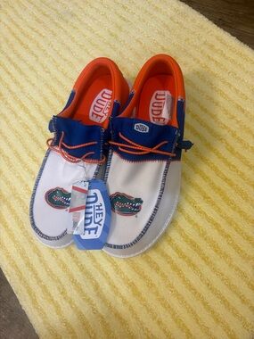 Hey Dude FL GATOR 🐊 White, Blue & Orange Slip-On Sneakers